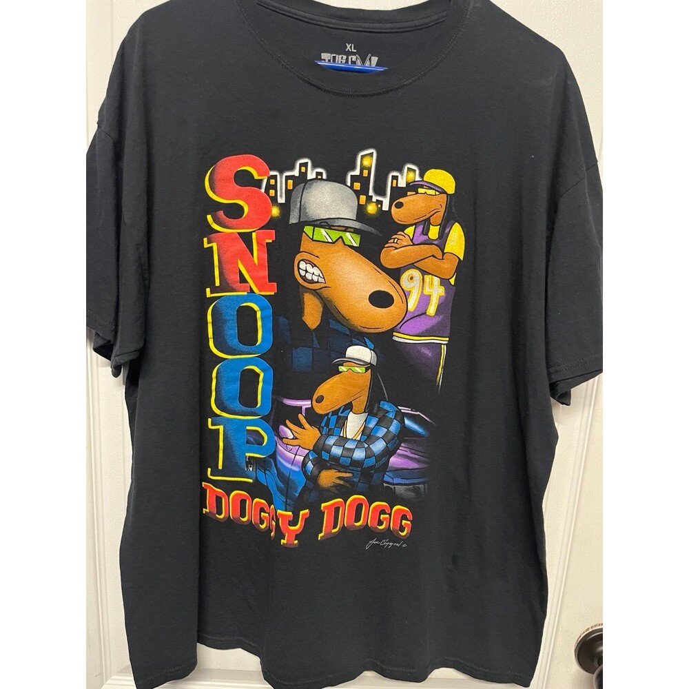 Joe Cool Snoop Doggy Dogg Graphic Tee XL Black Hip Hop Cartoon Shirt